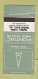 Matchbook Cover ¢ Pontiac Cardell Kannapolis NC Palisade Green 30 Strike SAMPLE