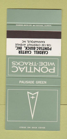 Matchbook Cover ¢ Pontiac Cardell Kannapolis NC Palisade Green 30 Strike SAMPLE