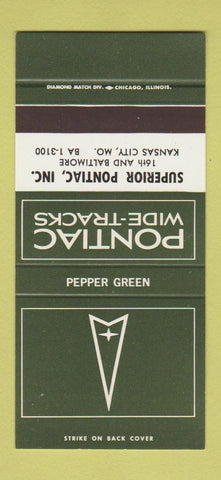 Matchbook Cover ¢ Pontiac Kansas City MO Pepper Green 30 Strike SAMPLE