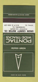 Matchbook Cover ¢ Pontiac Anna IL Jonesboro Pepper Green 30 Strike SAMPLE