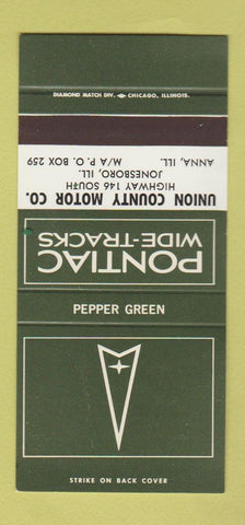 Matchbook Cover ¢ Pontiac Anna IL Jonesboro Pepper Green 30 Strike SAMPLE