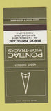 Matchbook Cover ¢ Pontiac GMC Burlingame CA Verdoro Green 30 Strike SAMPLE #2