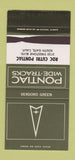 Matchbook Cover Pontiac Cutri South Gate CA Verdoro Green 30 Strike SAMPLE WORN