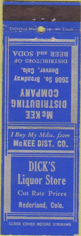 Matchbook Cover - Dick's Liquor Store Nederland CO