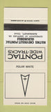 Matchbook Cover ¢ Pontiac Chevrolet Bankburnett TX Polar White 30 Strike SAMPLE