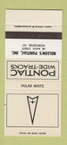 Matchbook Cover ?Š Pontiac Nelson's Worcester NY Polar White 30 Strike SAMPLE