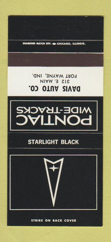 Matchbook Cover ?Š Pontiac Davis Fort Wayne IN Starlight Black 30 Strike SAMPLE