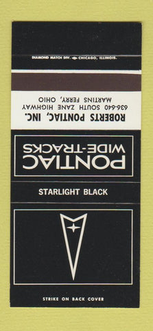 Matchbook Cover ?Š Pontiac Martins Ferry OH Starlight Black 30 Strike SAMPLE