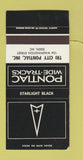 Matchbook Cover ?Š Pontiac Eden NC  Starlight Black 30 Strike SAMPLE WORN