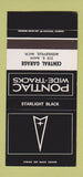 Matchbook Cover ¢ Pontiac Middleville MI Starlight Black 30 Strike SAMPLE WORN