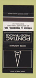 Matchbook Cover ?Š Pontiac Snow Hill NC Starlight Black 30 Strike SAMPLE