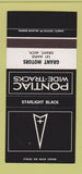Matchbook Cover ?Š Pontiac Grant MI Starlight Black 30 Strike SAMPLE