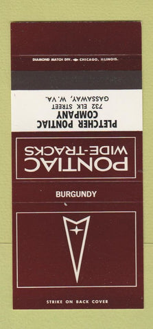 Matchbook Cover ?Š Pontiac  Pletcher Gassaway WV Burgundy 30 Strike SAMPLE
