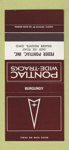 Matchbook Cover ?Š Pontiac Feder Shaker Heights OH Burgundy 30 Strike SAMPLE