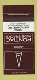 Matchbook Cover ?Š Pontiac Buick Portsmouth OH Burgundy 30 Strike SAMPLE