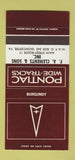 Matchbook Cover ?Š Pontiac Gloucester VA Clements Burgundy 30 Strike SAMPLE