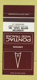 Matchbook Cover ?Š Pontiac Lexington VA Burgundy 30 Strike SAMPLE