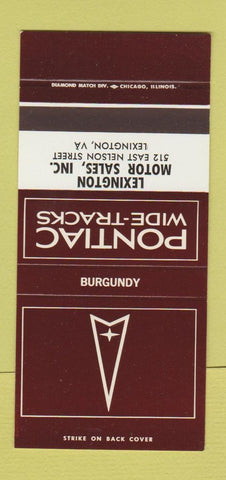 Matchbook Cover ?Š Pontiac Lexington VA Burgundy 30 Strike SAMPLE
