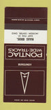 Matchbook Cover ?Š Pontiac Haas Jackson Center OH Burgundy 30 Strike SAMPLE