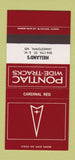 Matchbook Cover ?Š Pontiac Jamestown ND Melland's Cardinal Red 30 Strike SAMPLE