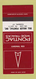 Matchbook Cover ?Š Pontiac Miller Hamburg NY Cardinal Red 30 Strike SAMPLE