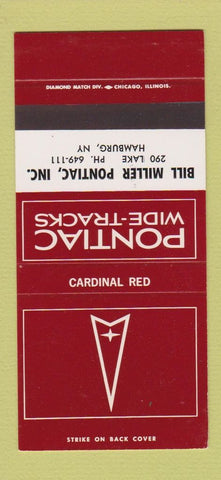 Matchbook Cover ?Š Pontiac Miller Hamburg NY Cardinal Red 30 Strike SAMPLE