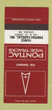 Matchbook Cover ?Š Pontiac Cadillac Lincoln NE Cardinal Red 30 Strike SAMPLE
