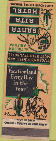 Matchbook Cover - Santa Rita Hotel Tucson AZ cactus