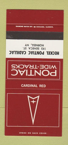 Matchbook Cover ?Š Pontiac Heckel Hornell NY Cardinal Red 30 Strike SAMPLE