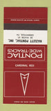Matchbook Cover ?Š Pontiac Hazlett Greenville PA Cardinal Red 30 Strike SAMPLE