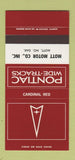 Matchbook Cover ?Š Pontiac Mott ND Cardinal Red 30 Strike SAMPLE