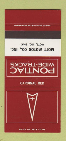 Matchbook Cover ?Š Pontiac Mott ND Cardinal Red 30 Strike SAMPLE