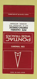 Matchbook Cover ?Š Pontiac Cadillac Jackson MI Cardinal Red 30 Strike SAMPLE