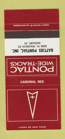 Matchbook Cover ?Š Pontiac Battjes Elkhart IN Cardinal Red 30 Strike SAMPLE