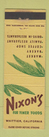 Matchbook Cover - Nixon's Grocery restaurant Whittier CA WEAR
