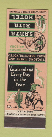 Matchbook Cover - Santa Rita Hotel Tucson AZ cactus