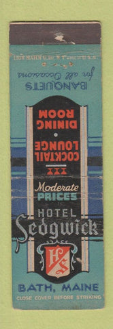 Matchbook Cover - Hotel Sedgwick Bath ME WEAR