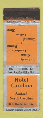 Matchbook Cover - Hotel Carolina Sanford NC WEAR