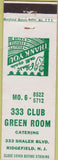 Matchbook Cover - 333 Club Green Room Ridgefield NJ