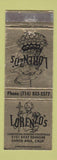 Matchbook Cover - Lorenzo's Restaurant Santa Ana CA WORN