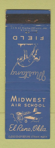 Matchbook Cover - Midwest Air School El Reno OK Mustang Field Military WEAR