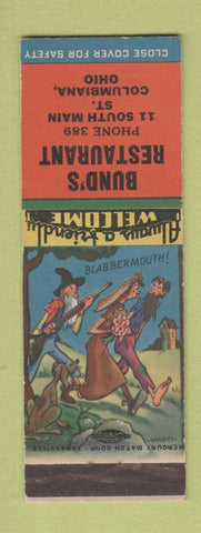 Matchbook Cover - Bund's Restaurant Columbus OH hillbilly