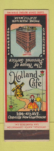 Matchbook Cover - Holland Cafe Holland Hotel Seattle WA