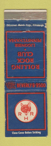 Matchbook Cover - Rolling Rock Club Ligonier PA WORN
