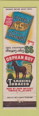 Matchbook Cover - Orphan Boy Tobacco  St Louis MO