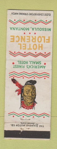 Matchbook Cover - Hotel Florence Missoula MT Indian WEAR