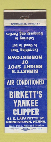 Matchbook Cover - Birkett's Yankee Clipper Norristown PA WEAR
