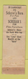 Matchbook Cover - Scherer's Barn Sandusky OH low phone # WEAR