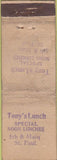 Matchbook Cover - Tony's Lunch St Paul MN STAMPED WORN