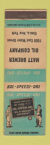 Matchbook Cover - Sol Speedi Dri Matt Brewer Oil Elmira NY